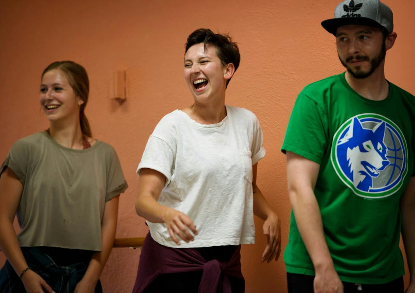 Kaleena Miller, center, worked with students Audrey Bartley, and Bruce DeMorrow in preparation for the Twin Cities Tap Festival.