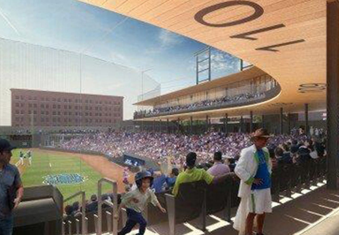 Artist rendering: The concourse planned for the new St. Paul Saints ballpark.