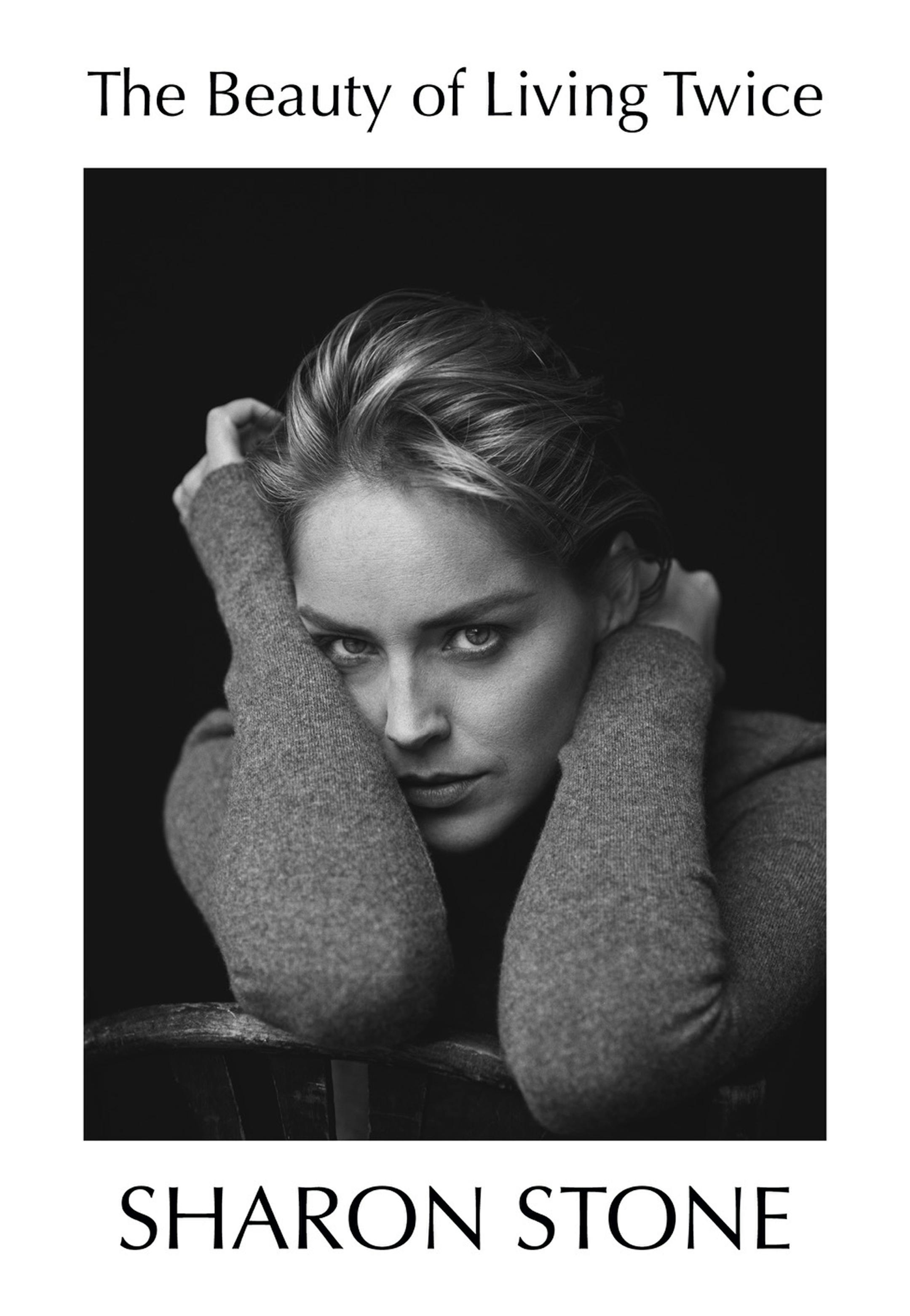 This cover image provided by Alfred A. Knopf shows "The Beauty of Living Twice" by Sharon Stone, expected in March 2021. Stone takes on everything from her painful childhood in Pennsylvania to her star-making role in the erotic thriller "Basic Instinct" to Martin Scorsese's mobster epic "Casino," for which she received an Academy Award nomination and a Golden Globe award. She'll also write about her near-fatal stroke in 2001 and her humanitarian work on behalf of AIDS research and other causes.