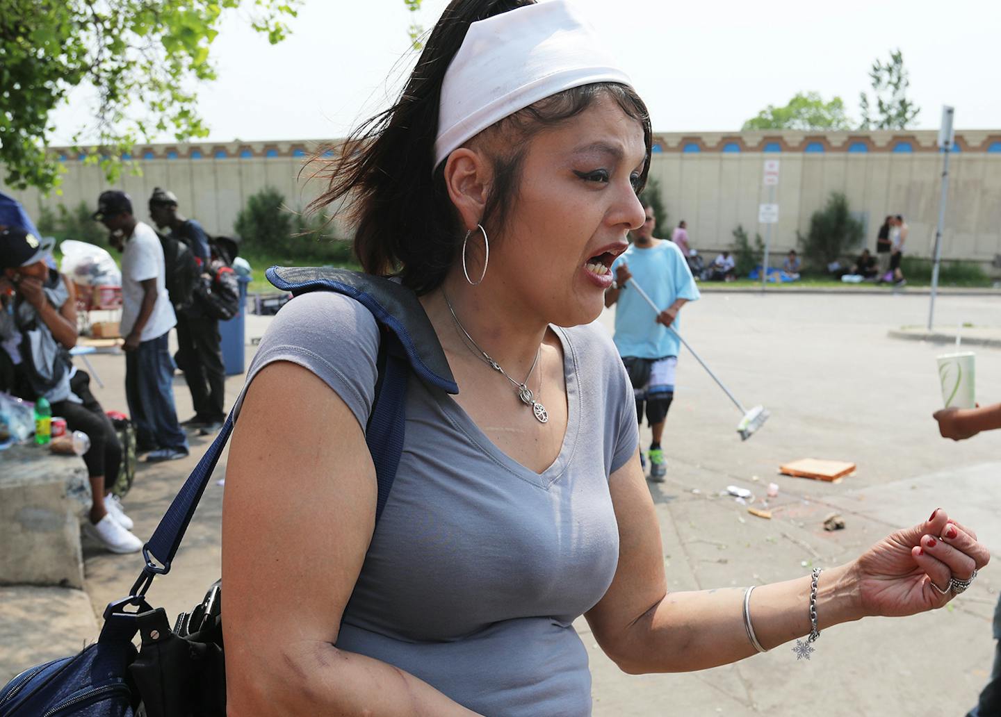 Katherine &#x201c;Kat&#x201d; Yanez, front, long-time homeless encampment resident and current Navigation Center resident outside the center Friday, May 31, 2019, in Minneapolis, MN. Yanez is exploring the possibility of starting a new tent city because not everyone who lived at the center was offered an apartment, she said.] DAVID JOLES &#x2022; david.joles@startribune.com The Navigation Center is slated to close on Monday after several months of sheltering one of the largest homeless encampmen