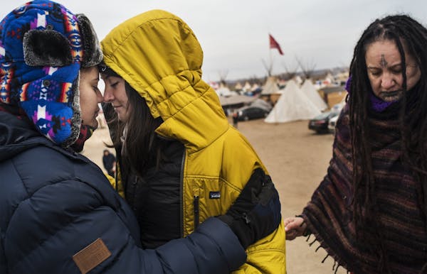 #NoDAPL has become a global movement with natives and supporters traveling from as far as New Zealand. Harete Whakatope(left) gave the Maori hongi gre