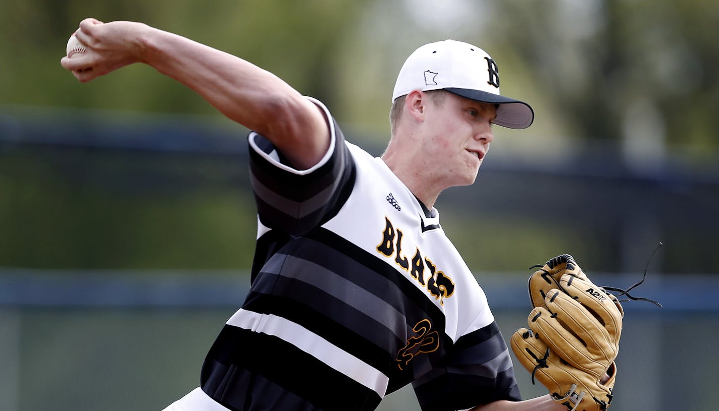 Sam Carlson, a pitcher for Burnsville, is ranked the 15th-best draft prospect by MLB.com. "I've worked really hard to put myself in this position," Carlson said. (Carlos Gonzalez, Star Tribune)