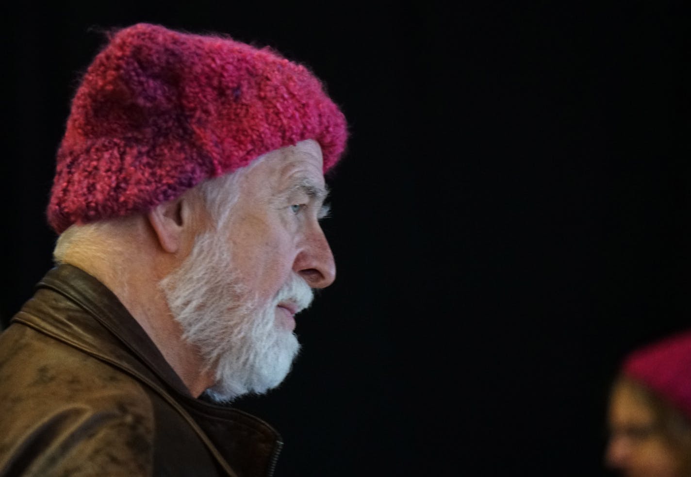 Vern Ellingstad, of White Bear Lake, sported a "pussy hat" that his wife made for him. He wanted to support all women because "they have been discriminated against for their entire history." ]Women's March Minnesota presents: Hear Our Voice! Today marks the year anniversary for the Women's March. In honor of that, there will be a big gathering at the Union Depot to honor that, and to rally.Richard Tsong-Taatarii&#xef;rtsong-taatarii@startribune.com