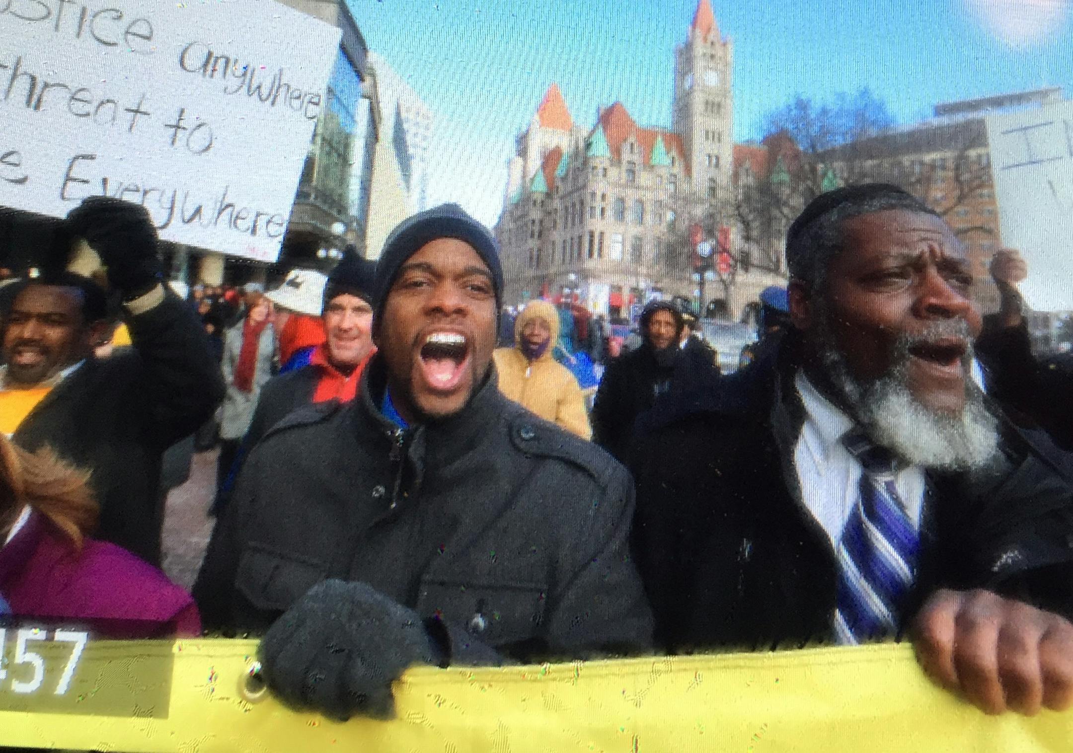 Marchers celebrated Martin Luther King, Jr., Day in the St. Paul on Monday.