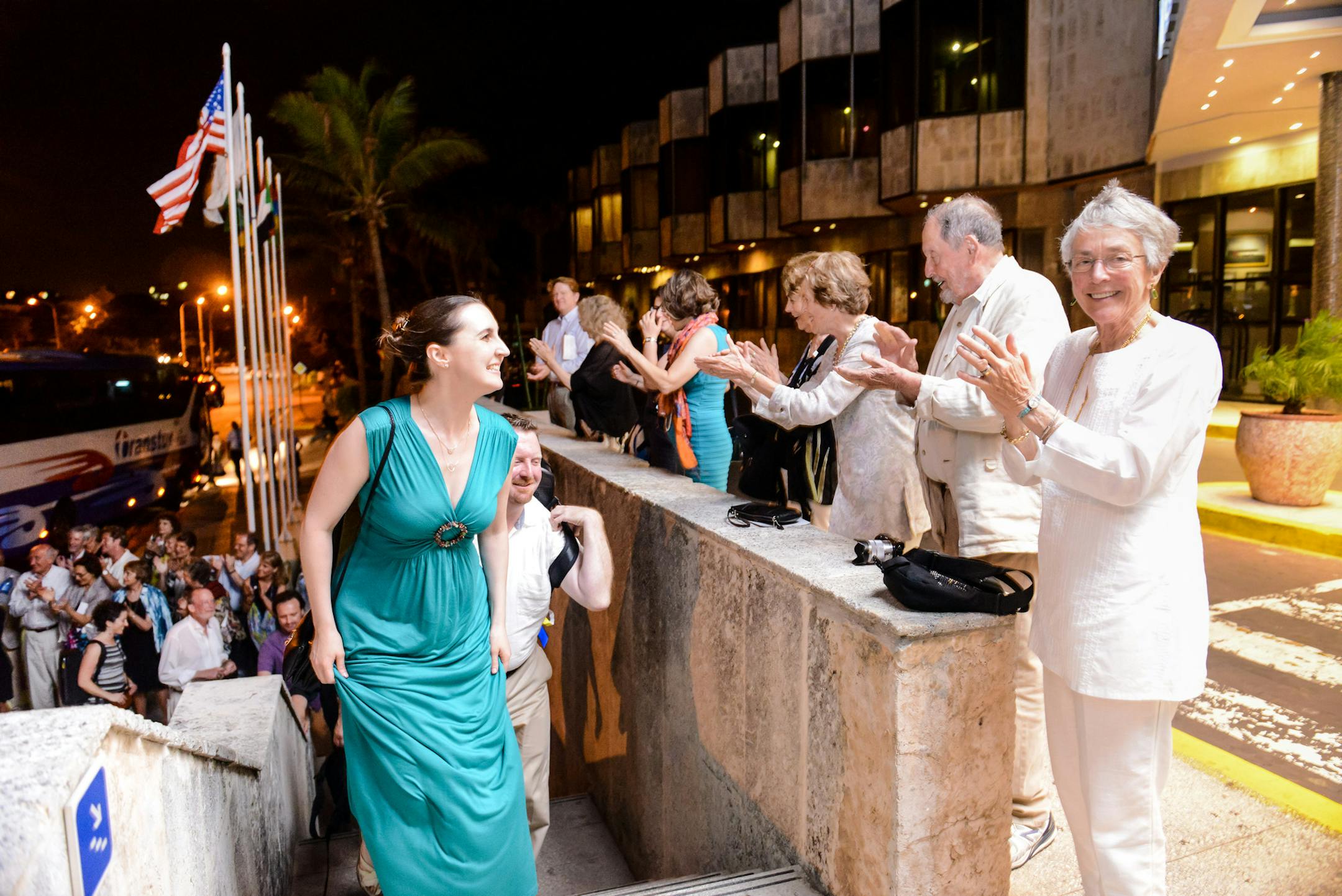 Nicky Carpenter, right, and other Minnesota Orchestra board members rushed back to the hotel after a concert in Cuba in 2015 so they could applaud the musicians as they returned to their hotel.