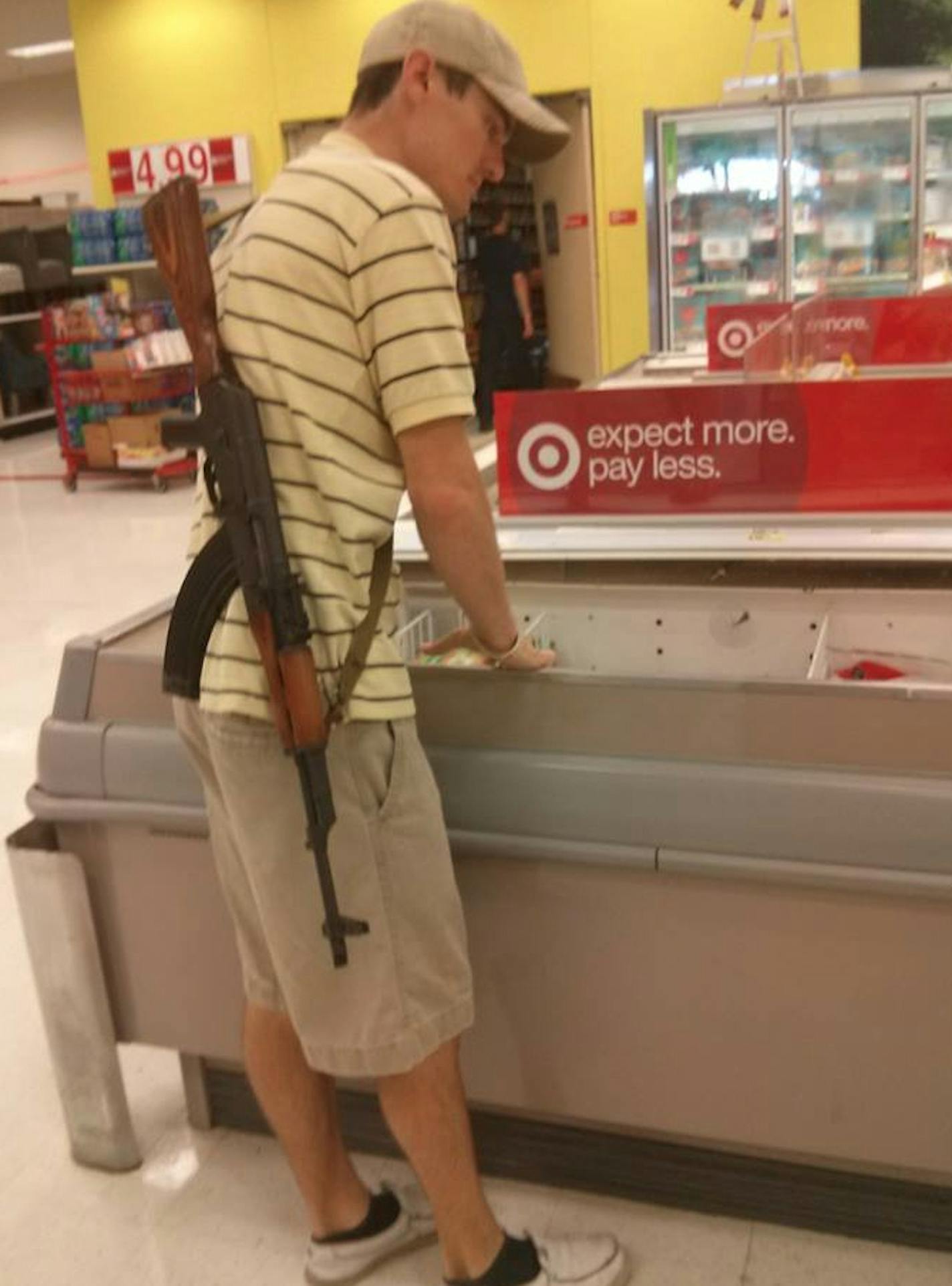 COURTESY OPEN CARRY TEXAS. A photo from the Open Carry Texas website that shows an unidentified shopper with a firearm at a Target store.