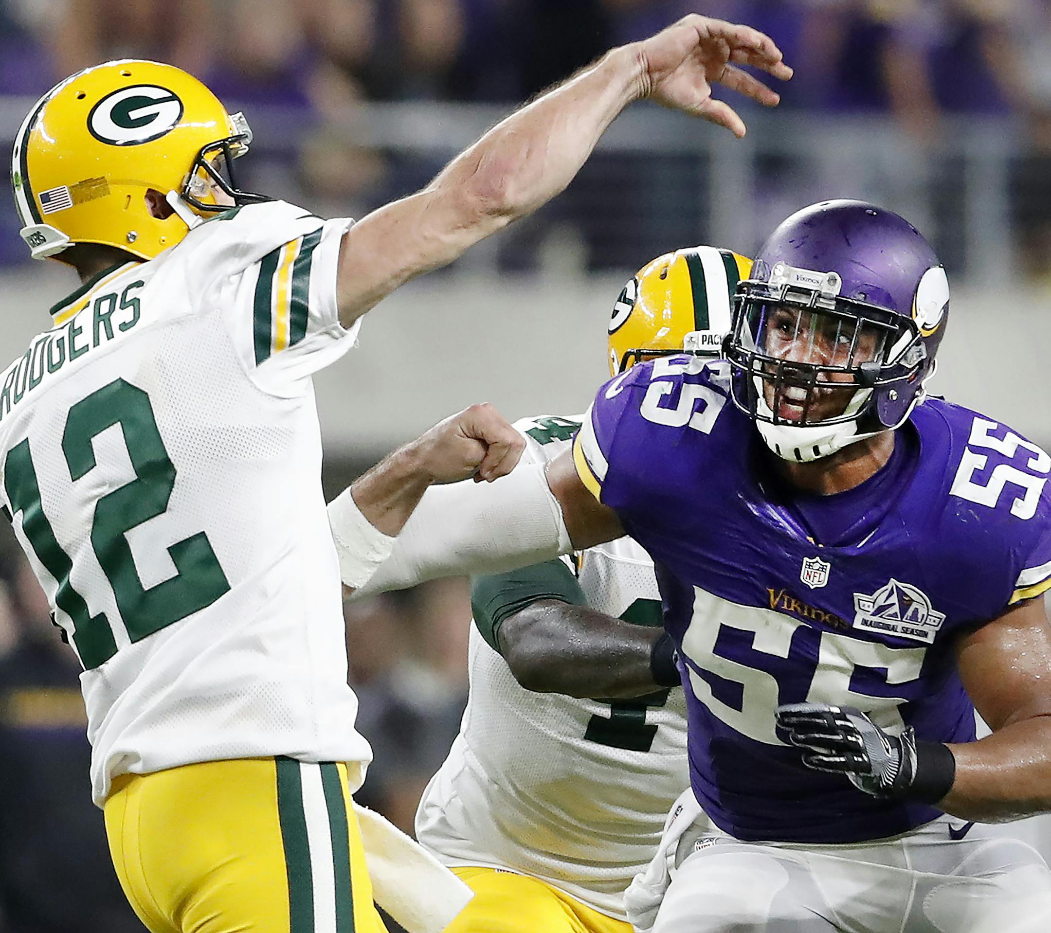 Minnesota Vikings Anthony Barr (55). ] CARLOS GONZALEZ cgonzalez@startribune.com - September 18, 2016, Minneapolis, MN, US Bank Stadium, NFL, Minnesota Vikings vs. Green Bay Packers