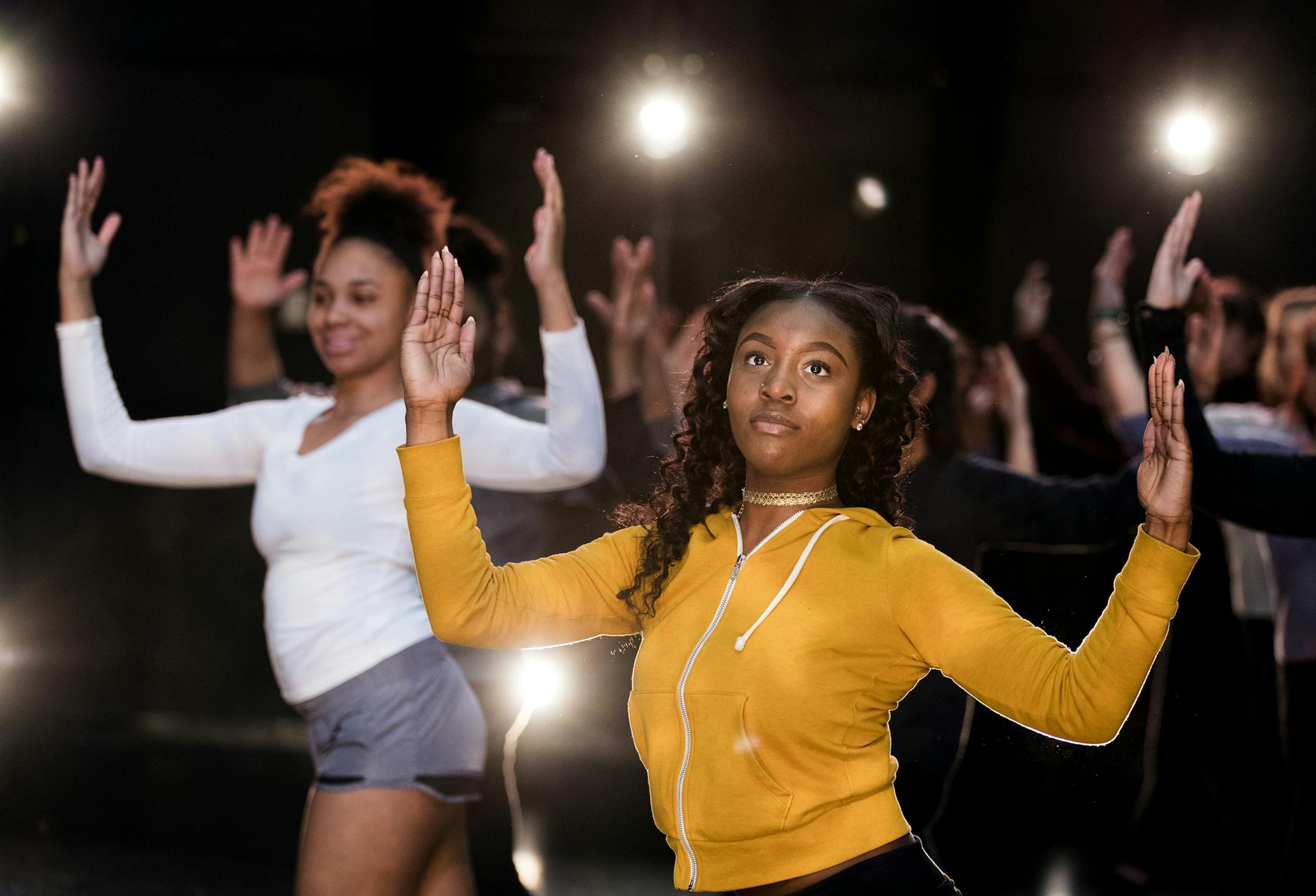 Dontazia Davis, a junior at Southwest High School, rehearses the dance.