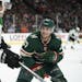 Wild center Kyle Rau (37), who saw action in a preseason game against Dallas in September, was called up from Iowa and practiced Monday.
