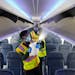 Delta shows off its new cleanliness procedures at MSP. Here, every plane is cleaned with electrostatic spray before every flight. brian.peterson@start