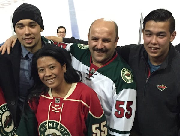 From left: Wild defenseman Matt Dumba; his mother, Treena; his father, Charlie; and his younger brother, Kyle. ORG XMIT: MIN1504211553364265