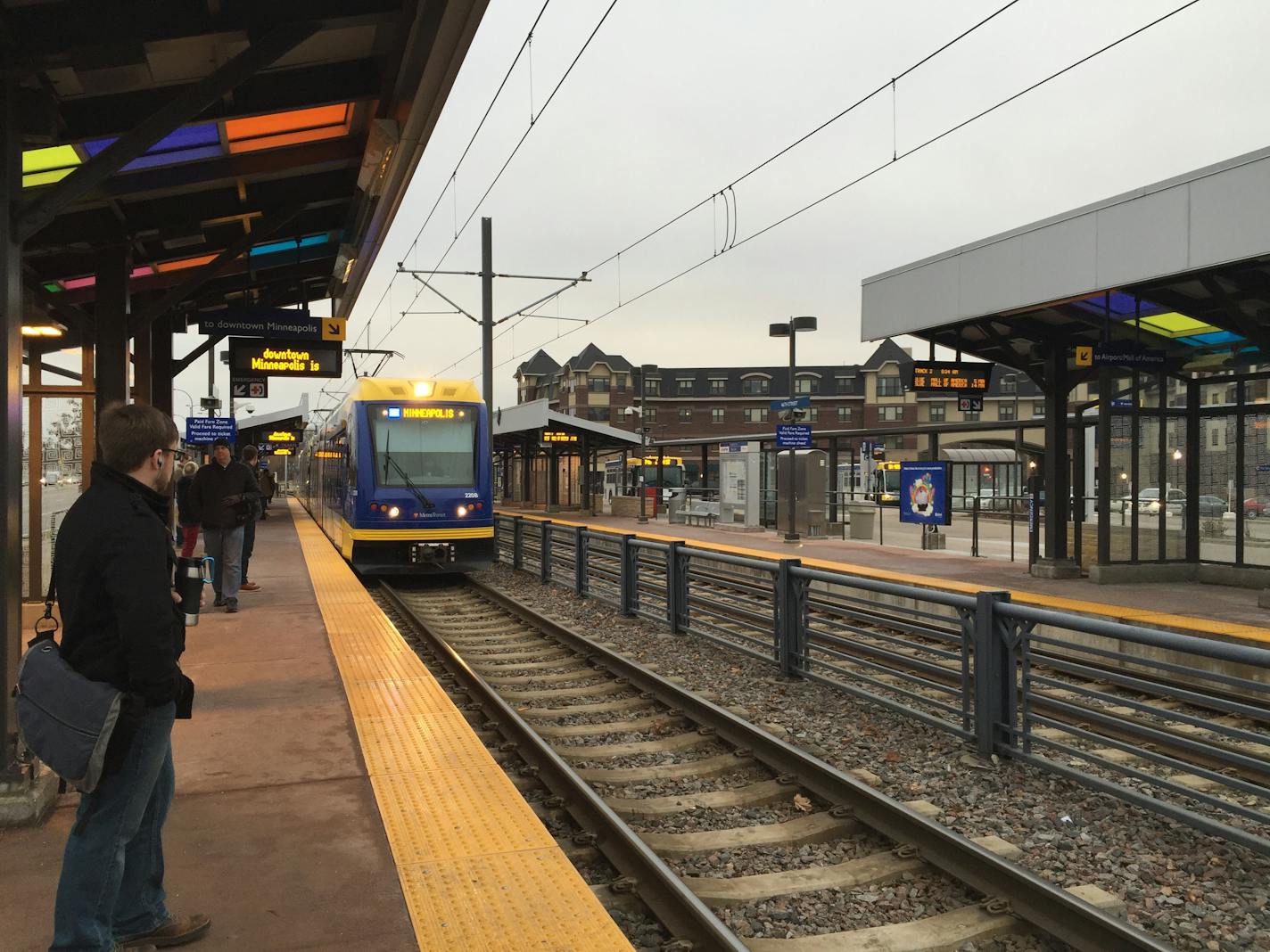 Blue Line light rail trains resumed service Friday morning after a bike-train collision near the 46th Street Station in Minneapolis.