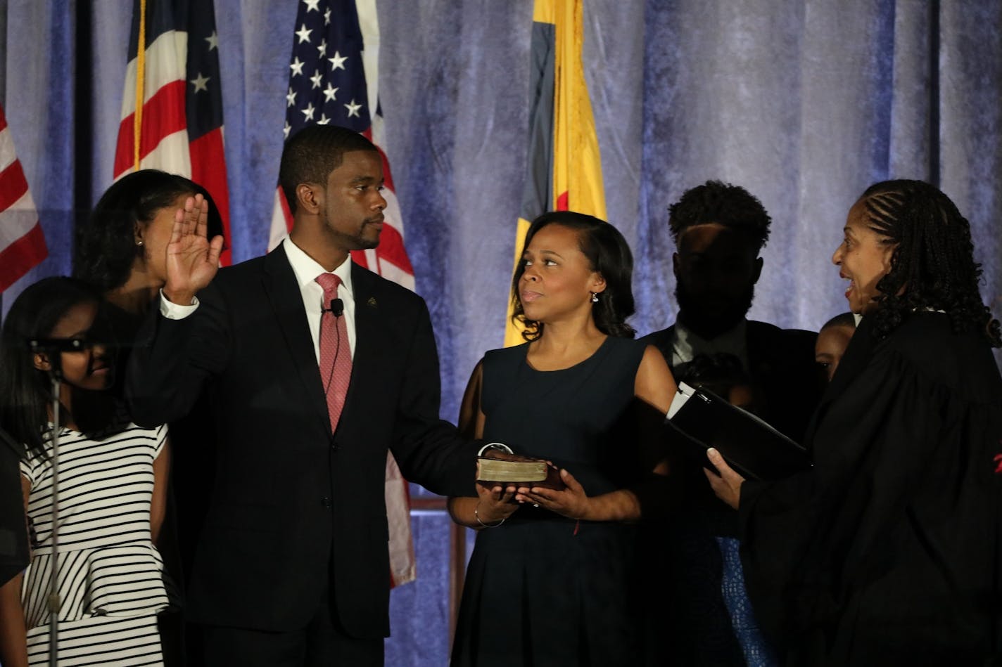 Melvin Carter takes the oath of office Tuesday as St. Paul's new mayor.