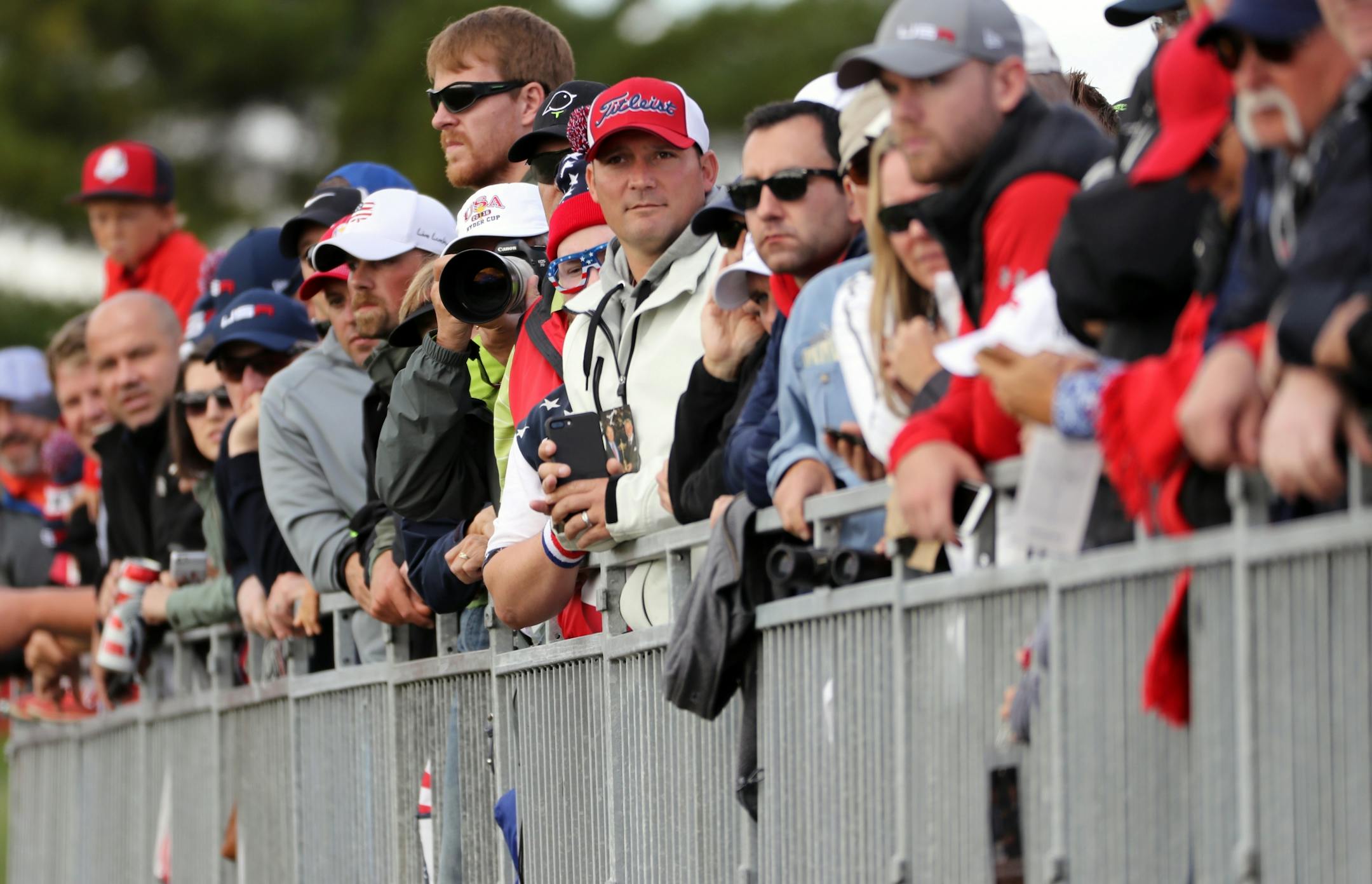 Fans lined up along the fence at the practice tee Thursday afgternoon.