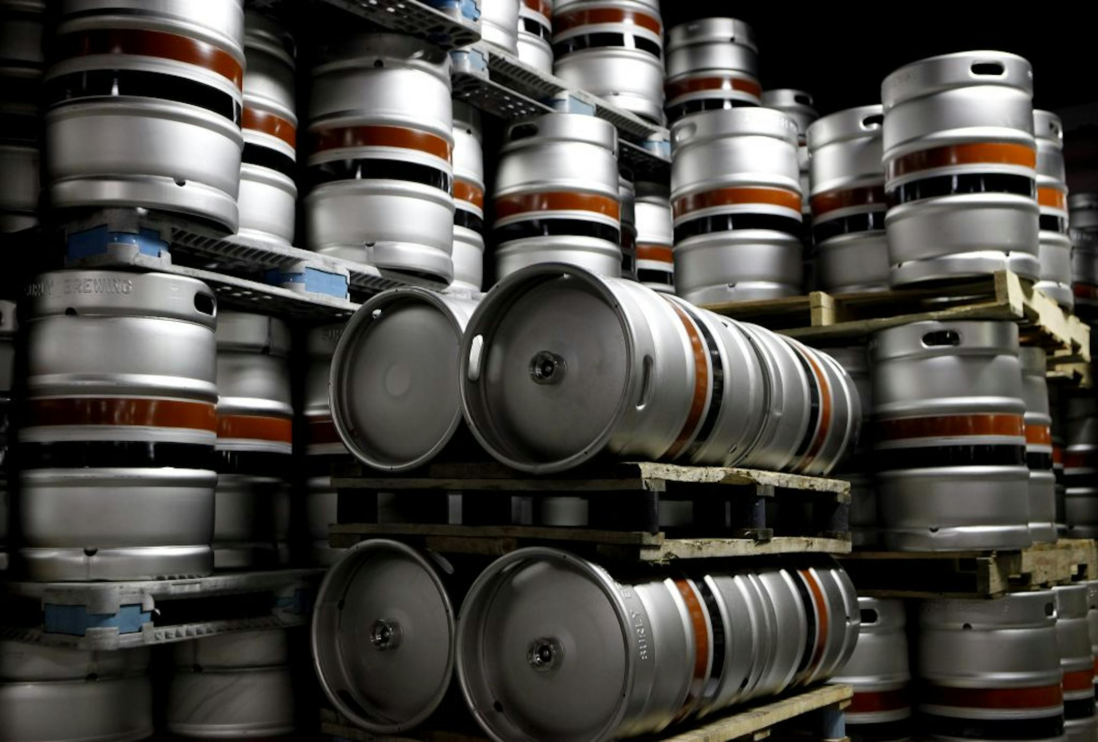 Stacked Kegs at the Surly Brewery in Brooklyn Center, Minn.