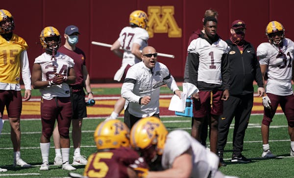 Gophers coach P.J. Fleck during spring practice