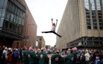 The St. Paul Bouncing Team launched one of its members in the air in downtown St. Paul during the King Boreas Grande Day Parade Saturday.