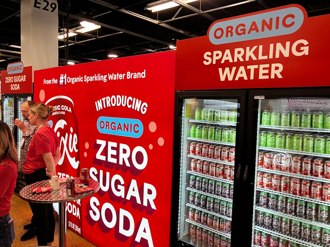 Carbonated water of a hundred varieties were prominent at the show. 