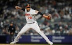 Baltimore Orioles' Yennier Cano (78) during the eighth inning of a baseball game against the New York Yankees Tuesday, May 23, 2023, in New York. (AP 