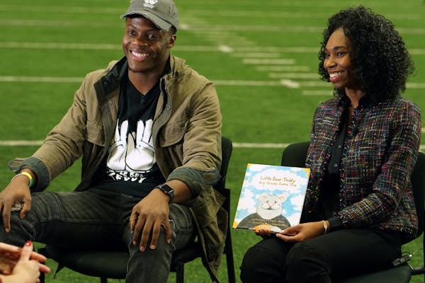 Teddy Bridgewater and his girlfriend Erika Cardona are promoting their new children's book, "Little Bear Teddy, Big Dreams Come True."]Richard Tsong-T