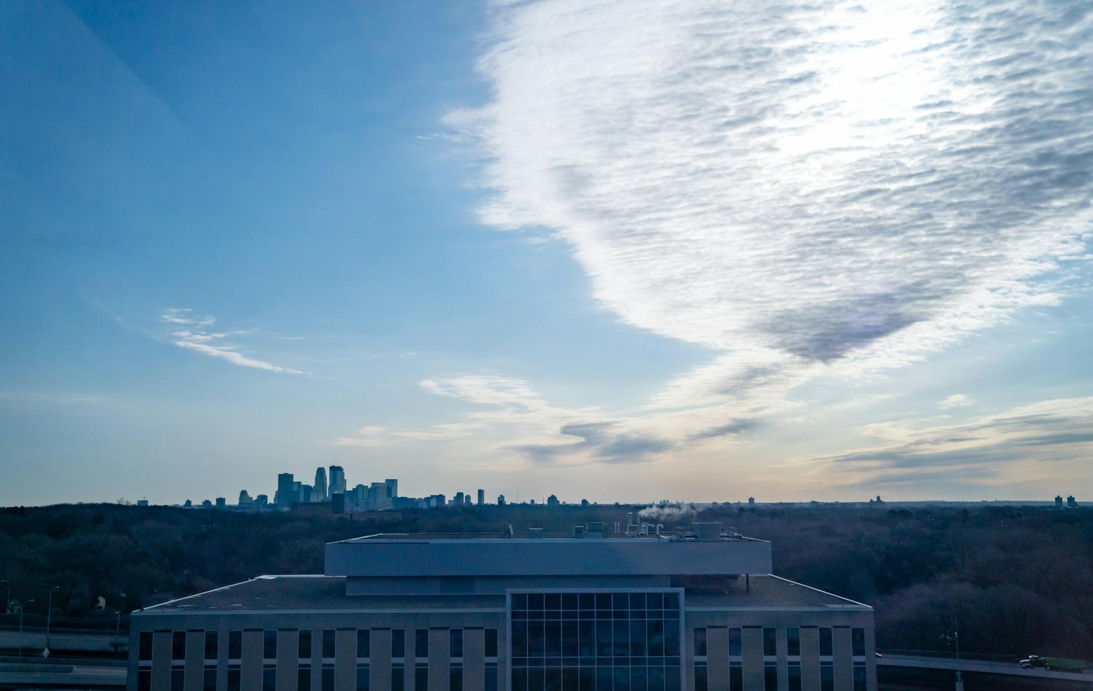 View of the Minneapolis skyline from Life Time Work.