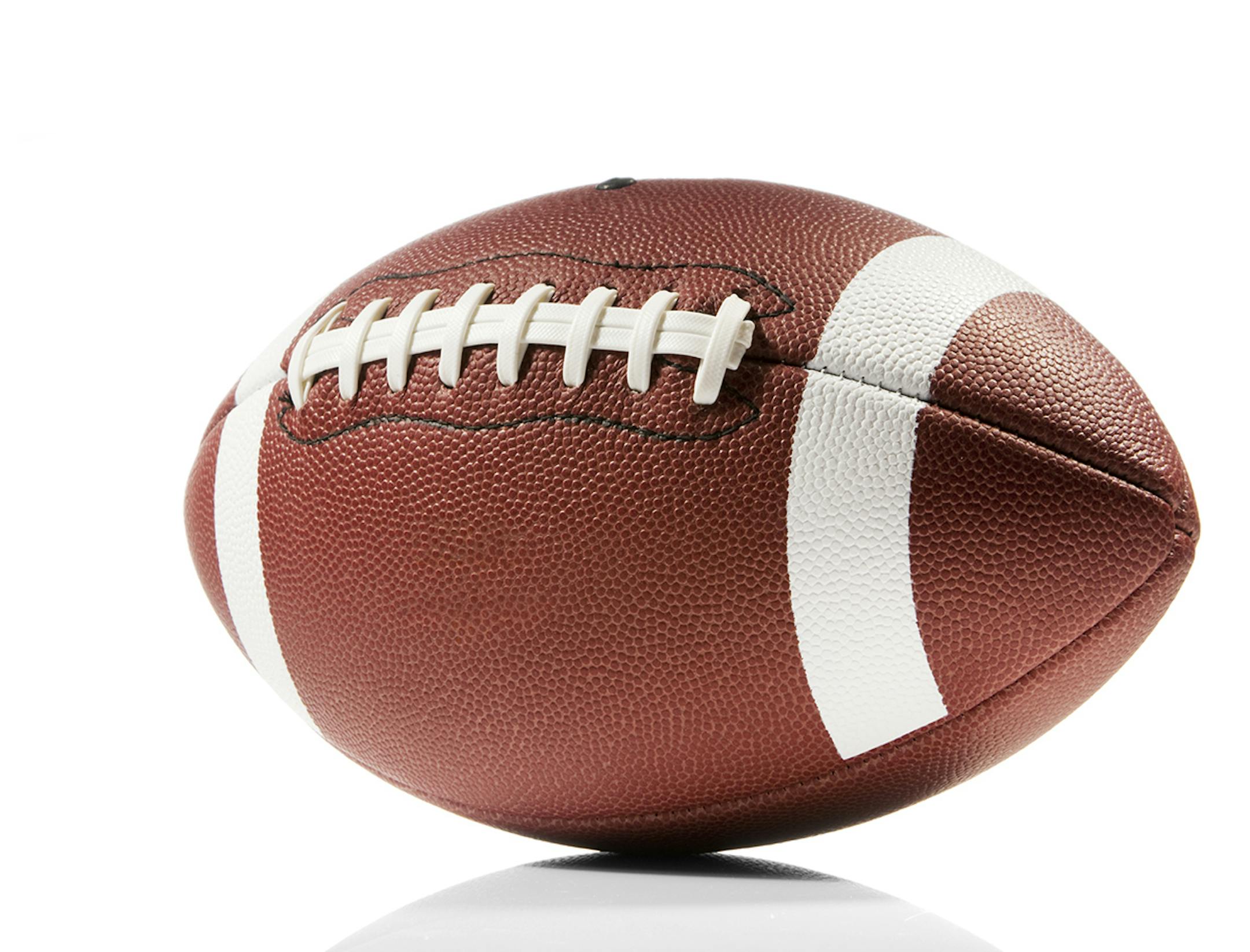 American football on a white background with clipping path