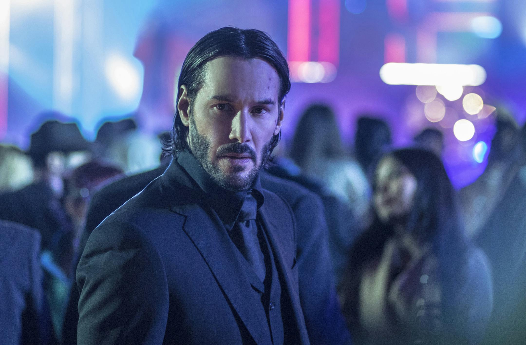 This image released by Lionsgate shows Keanu Reeves in a scene from, "John Wick: Chapter 2." (Niko Tavernise/Lionsgate via AP)