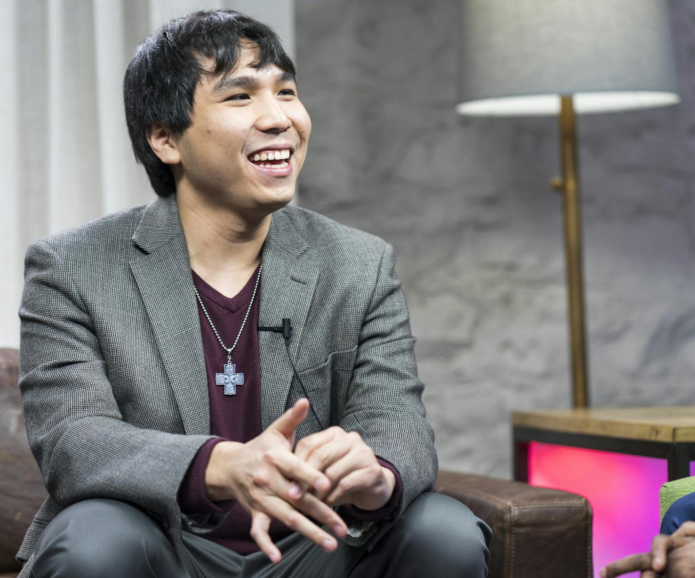 Minnetonka chess Grandmaster Wesley So, 23, of Minnetonka, Minn., laughs while being interviewed for a live-streaming broadcast after winning the U.S. Chess Championship at the Chess Club and Scholastic Center of St. Louis on Monday April 10, 2017.