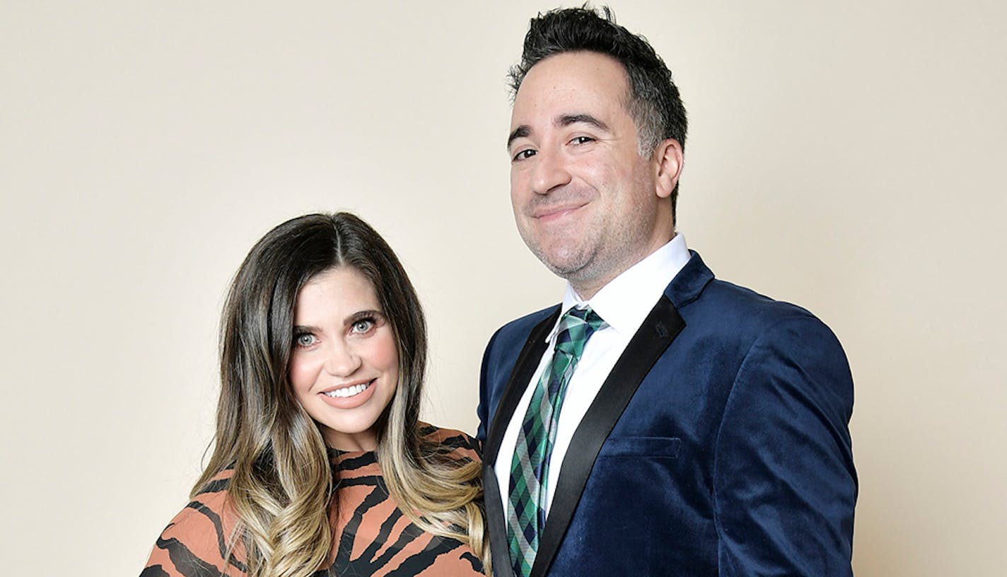 Danielle Fishel and Jensen Karp pose for a portrait at Hallmark Channel and American Humanes 2019 Hero Dog Awards at the Beverly Hilton on Oct. 5, 2019 in Beverly Hills, California. Karp has been tweeting about shrimp tails, among other things, found in a box of Cinnamon Toast Crunch cereal he bought. (Neilson Barnard/Getty Images for Hallmark Channel/TNS) ORG XMIT: 11915479W