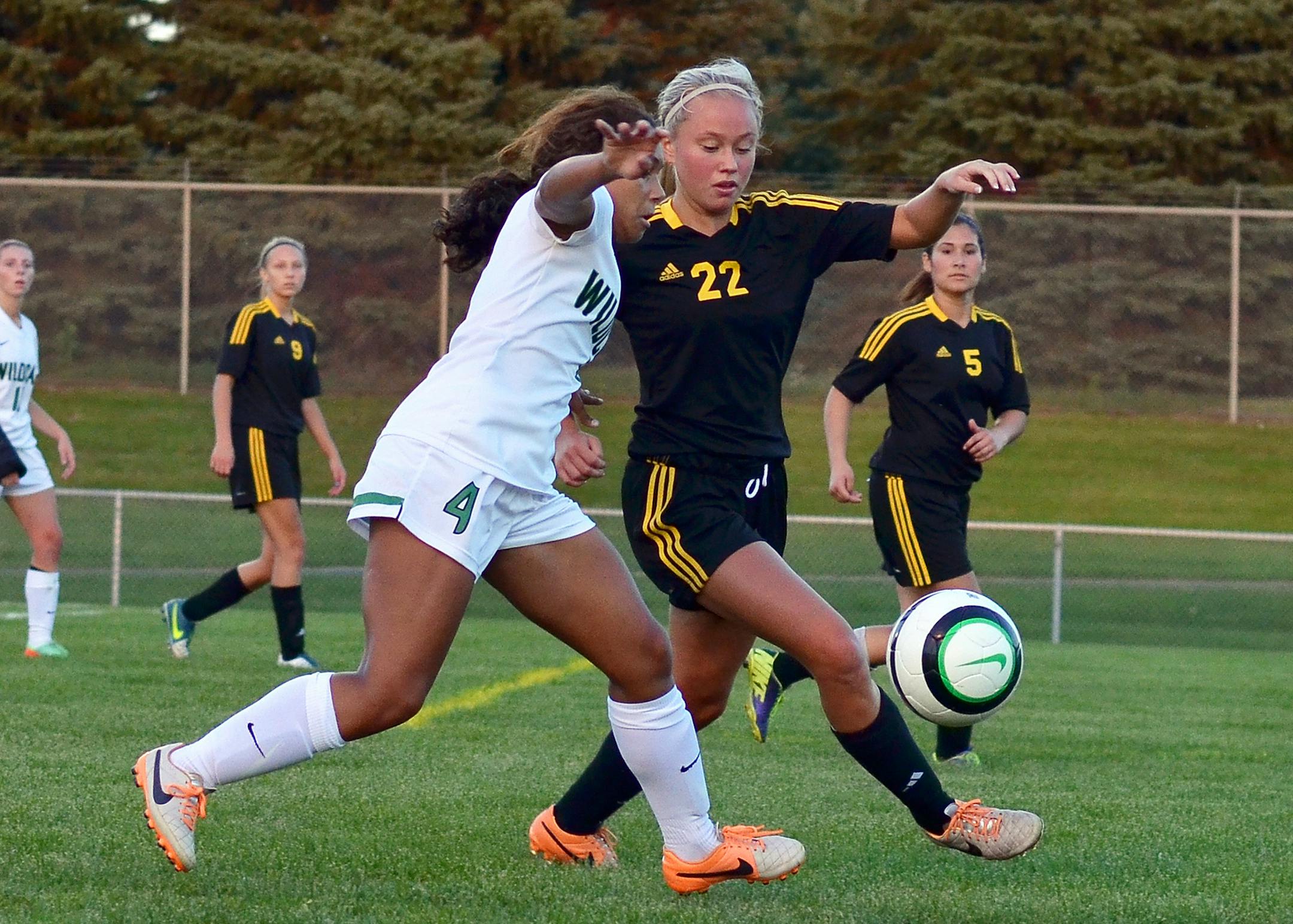 Photo by Nick Wosika. Burnsvilleís No. 22 Ellie Rother vs. Eagan on Sept. 18, 2014