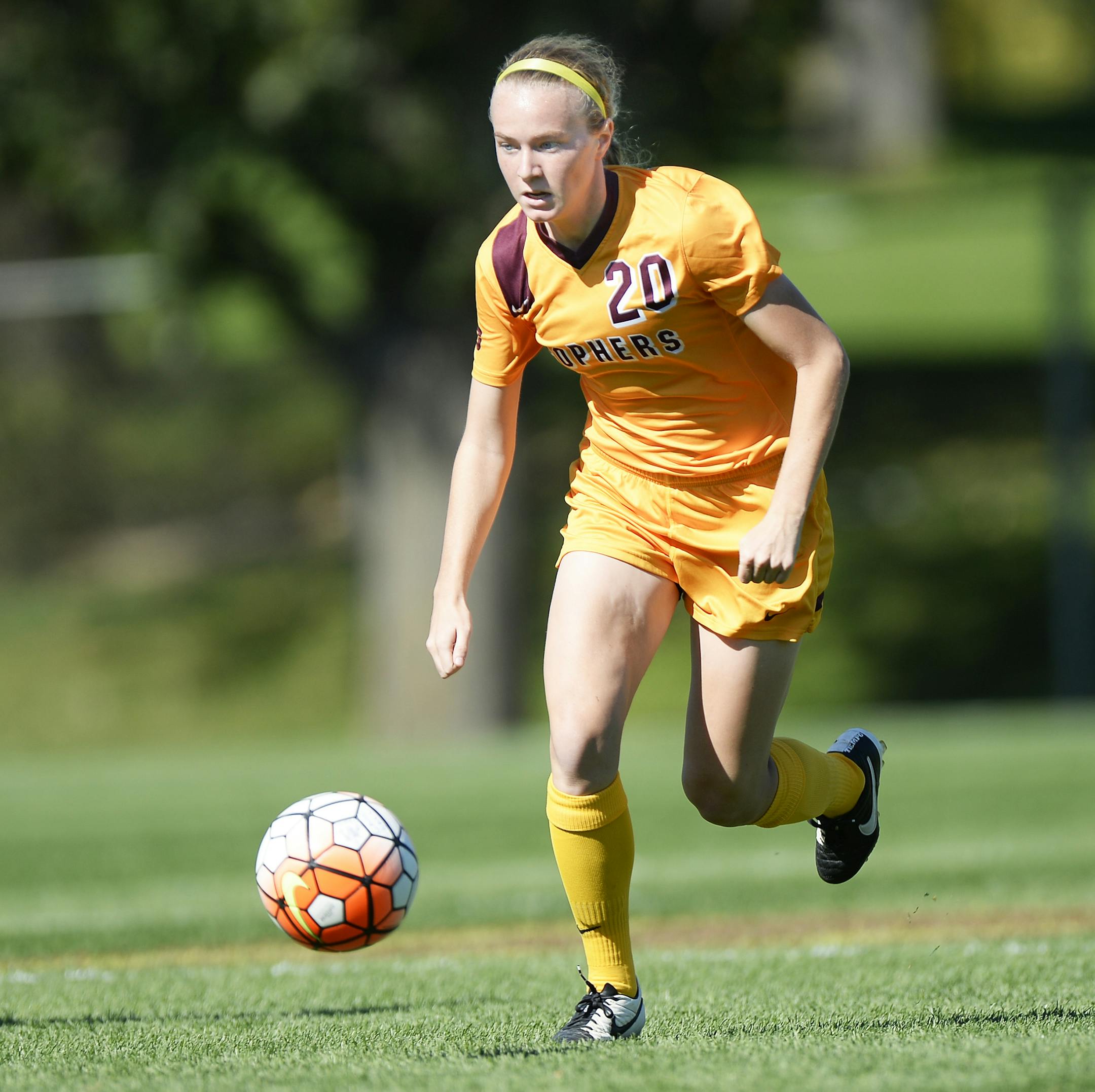 University of Minnesota photo. April Bockin, Gophers soccer.