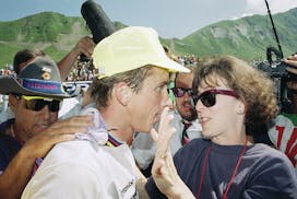Kathy LeMond, right, played a big supporting role in the cycling success of her husband, Greg, during his Tour de France victories and successes in Eu