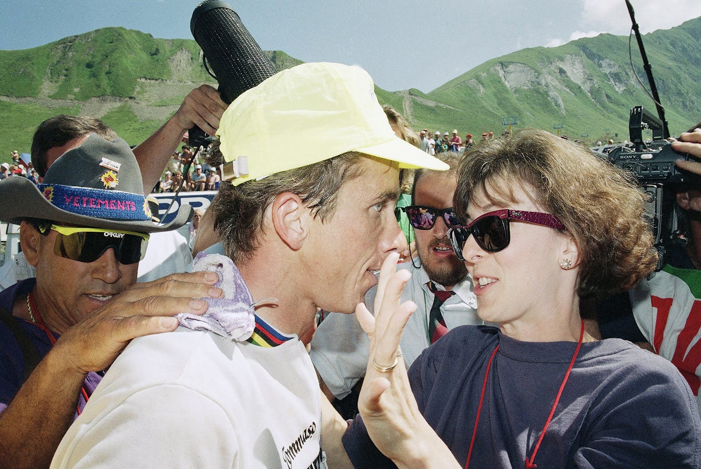 Kathy LeMond, right, played a big supporting role in the cycling success of her husband, Greg, during his Tour de France victories and successes in Europe.