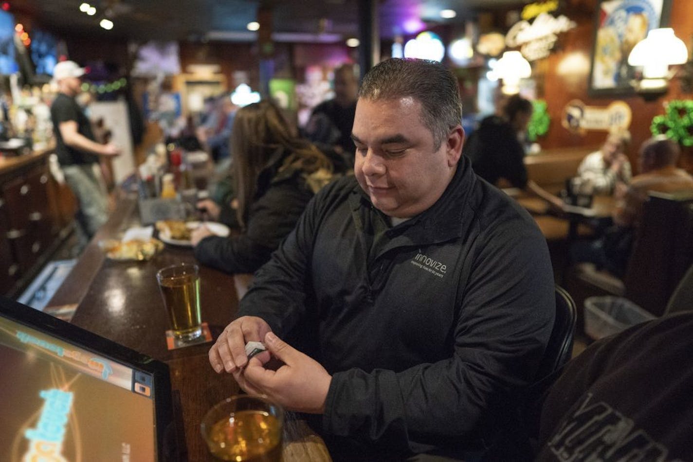 Victor Hernandez of Highland Park purchased forty dollars of pull tabs Wednesday March 6, 2019 at Skinner's Bar in St.Paul, MN.