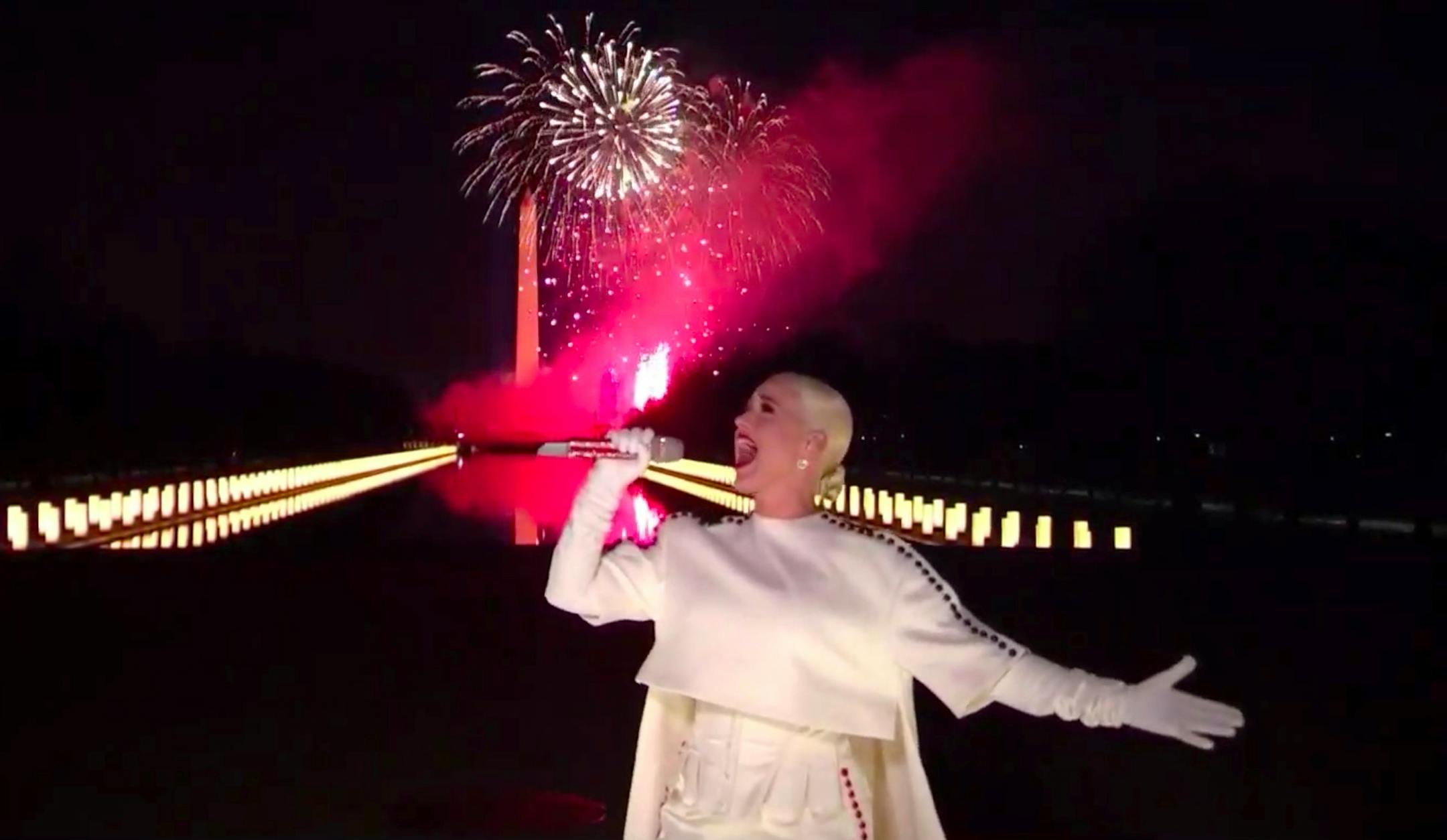 In this image from video, Katy Perry performed during the Celebrating America event on Wednesday, Jan. 20, 2021, following the inauguration of President Joe Biden.