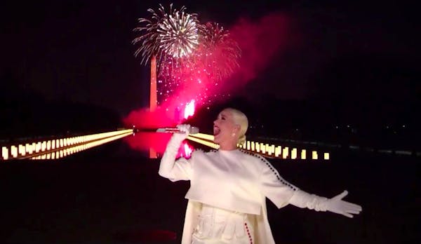 In this image from video, Katy Perry performed during the Celebrating America event on Wednesday, Jan. 20, 2021, following the inauguration of Preside