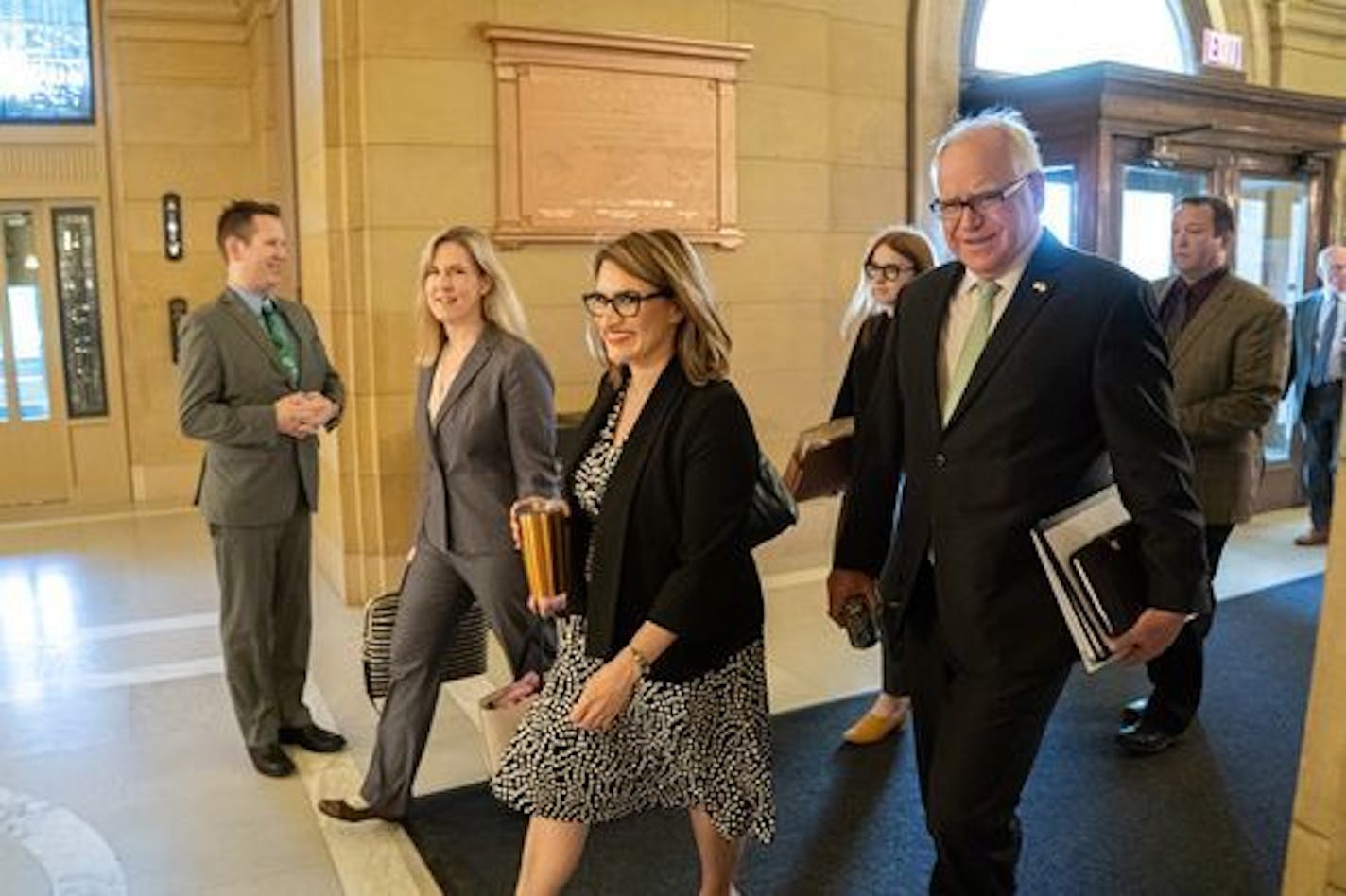 House Speaker Melissa Hortman, Lt. Gov. Peggy Flanagan and Gov. Tim Walz head into another round of budget negotiations Wednesday morning.