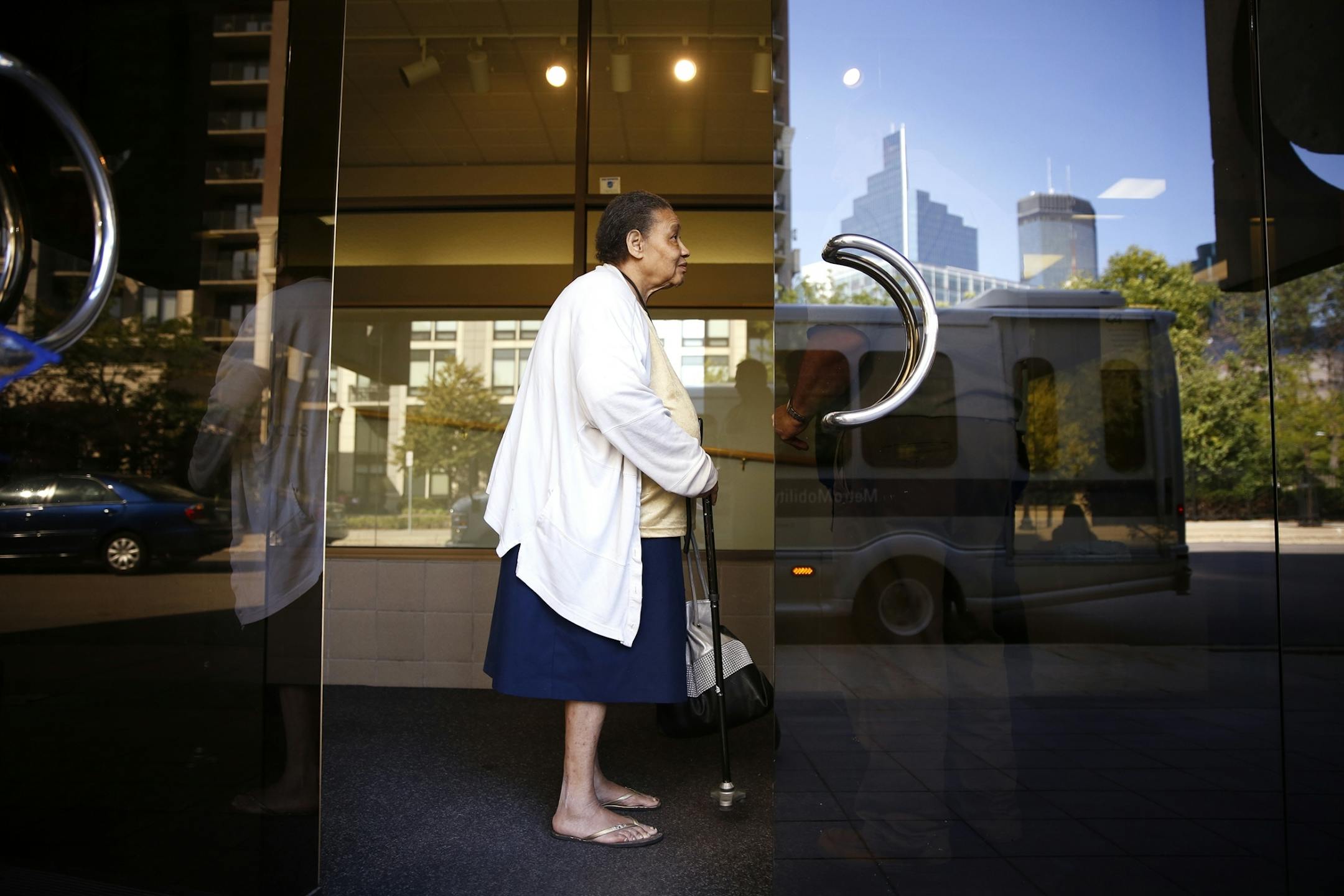 Joanna Gonzales, who came in from North Minneapolis on a Metro Mobility bus, inquires about energy assistance and is turned away from the offices of the Community Action of Minneapolis on Friday, September 26, 2014. State officials raided and closed the office on Friday.