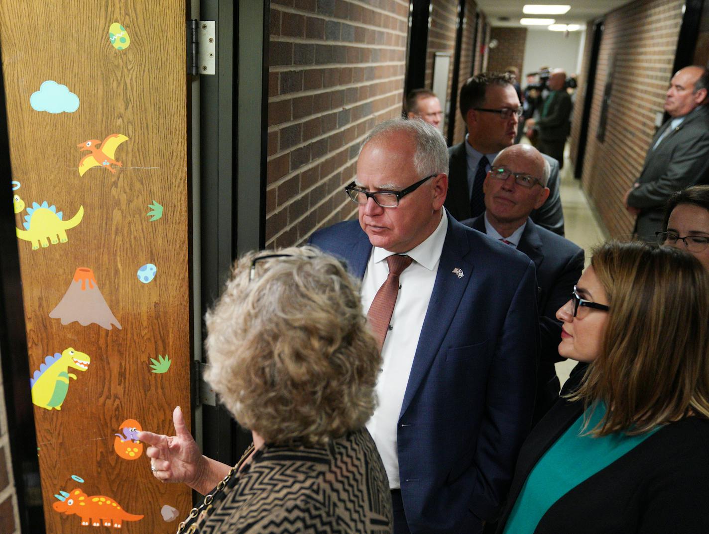 Gov. Tim Walz looked around at the aging facilities during a tour given by Megan Gunnar, Regents Professor and Director of the University of Minnesota's Institute of Child Development, Wednesday. ] ANTHONY SOUFFLE &#x2022; anthony.souffle@startribune.com Gov. Tim Walz and Lt. Gov. Peggy Flanagan kicked off a statewide tour of projects they want the Legislature to fund with a stop at the University of Minnesota's Institute of Child Development Wednesday, Oct. 16, 2019 in Minneapolis.