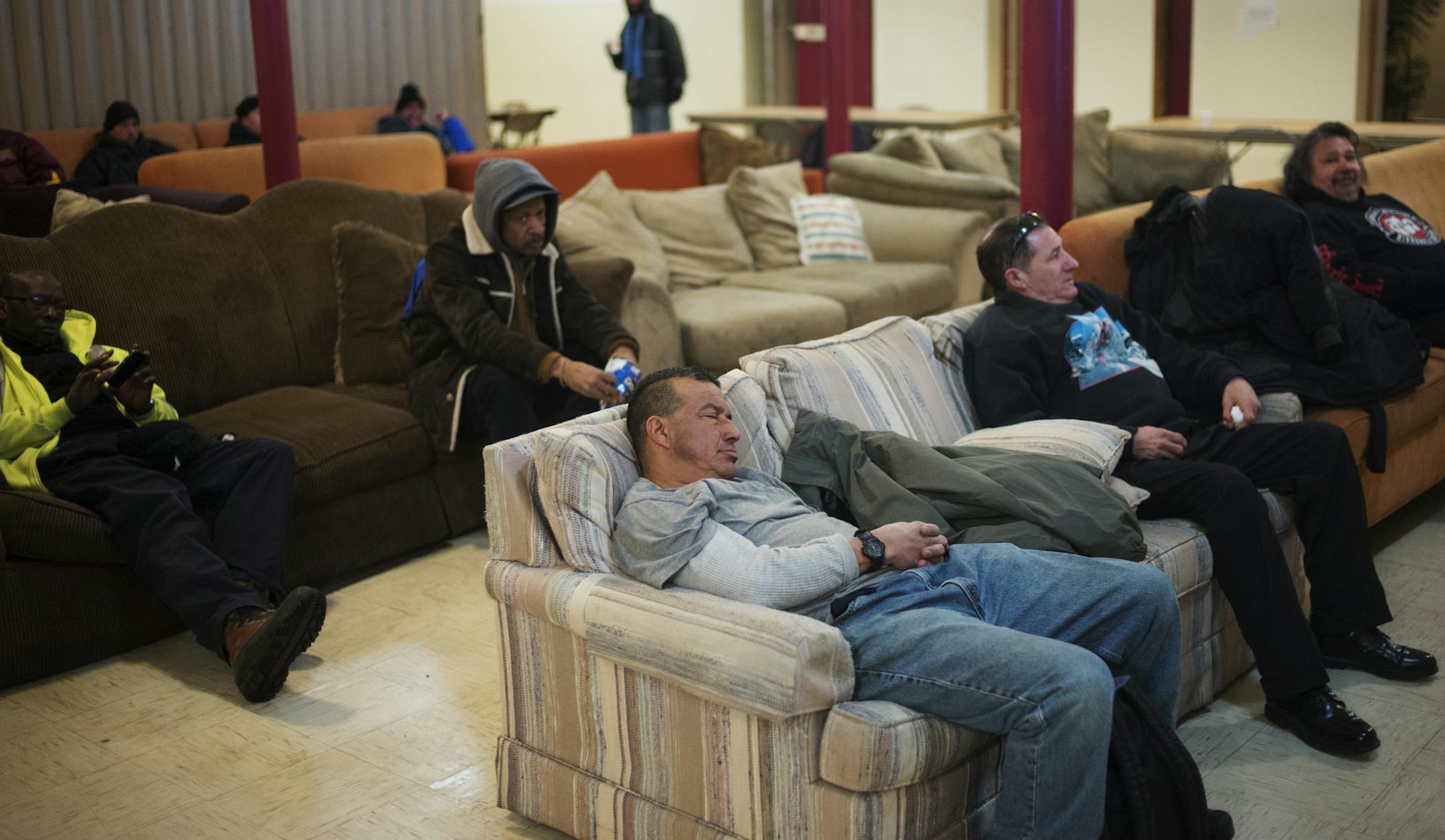 At the shelter housed in the basement of Simpson United Methodist Church, people relaxed on couches and watched the news on a night where the windchill was expected to dip to 20 below zero. ] The Minneapolis City Council is considering a proposal to remove a requirement that homeless shelters be run by religious organizations. The current system means shelter locations are limited to religious facilities and are not always convenient for clients. But residents worry that more shelters could be p
