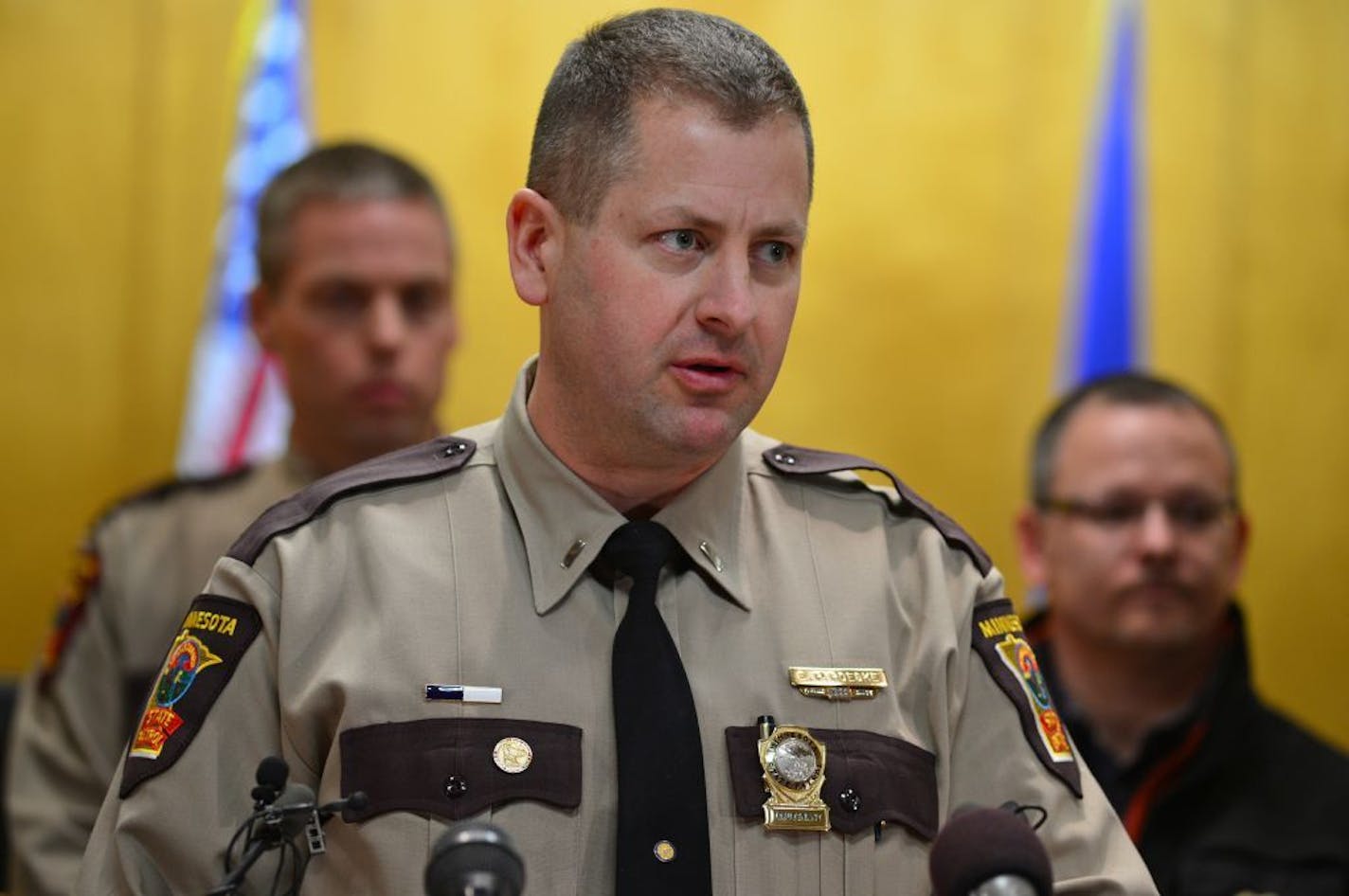 Feb. 7, 2014: Lt. Eric Roeske, of the Minnesota State Patrol, talked to the media at Eden Prairie City Hall about the early morning chase that ended with gunshots and left a man and a woman dead on Hwy. 212.