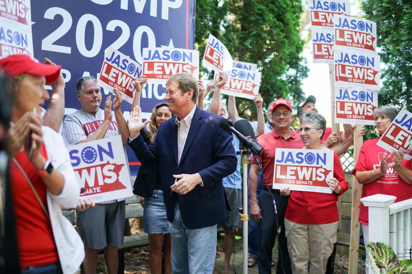 Former U.S. Rep. Jason Lewis, a Republican, announced at the Minnesota State Fair that he will challenge Democratic U.S. Sen. Tina Smith in the 2020 election.