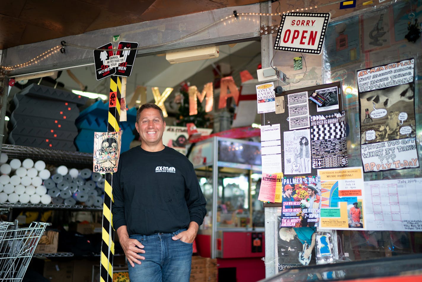 Jim Segal is the third owner of Ax-Man Surplus in St. Paul; "there's nothing like the Ax-Man," he said.