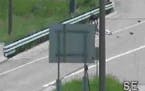 A sign obscured the traffic camera view of a bicyclist who was run over on a Hwy. 36 exit ramp.
Credit: MnDOT