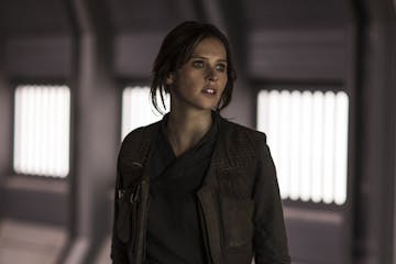 This image released by Lucasfilm Ltd. shows Felicity Jones as Jyn Erso in a scene from, "Rogue One: A Star Wars Story." (Jonathan Olley/Lucasfilm Ltd.