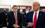 Attorney General William Barr listens as President Donald Trump speaks to law enforcement officers in Kenosha, Wis., Sept. 1, 2020. Barr sidestepped q