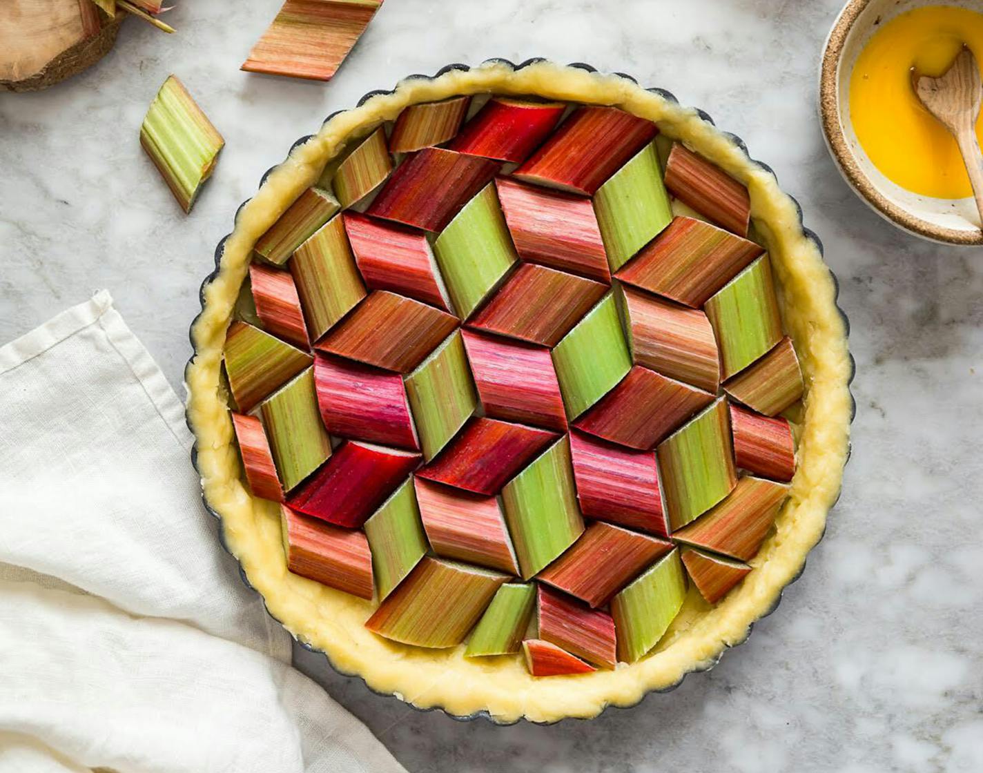 Tarte à la Rhubarbe from Frank Adrian Barron, author of Sweet Paris: Seasonal Recipes from an American Baker in France" (Harper Design, $29.99). Credit: Joann Pai