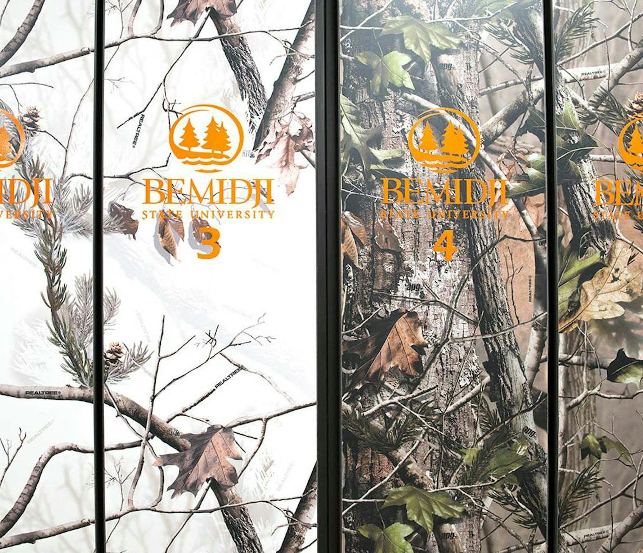 Detail of the weapons lockers' camouflage theme.