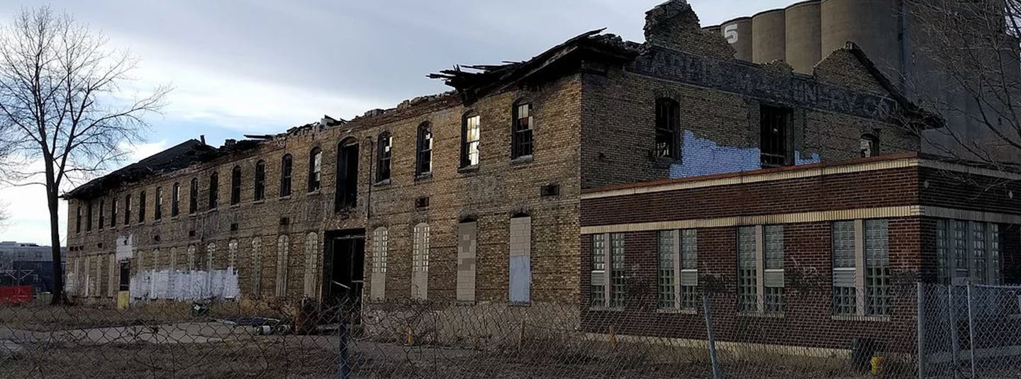 The old Harris Machinery Co. building that will become an apartment and commercial area. Wall Development Company.