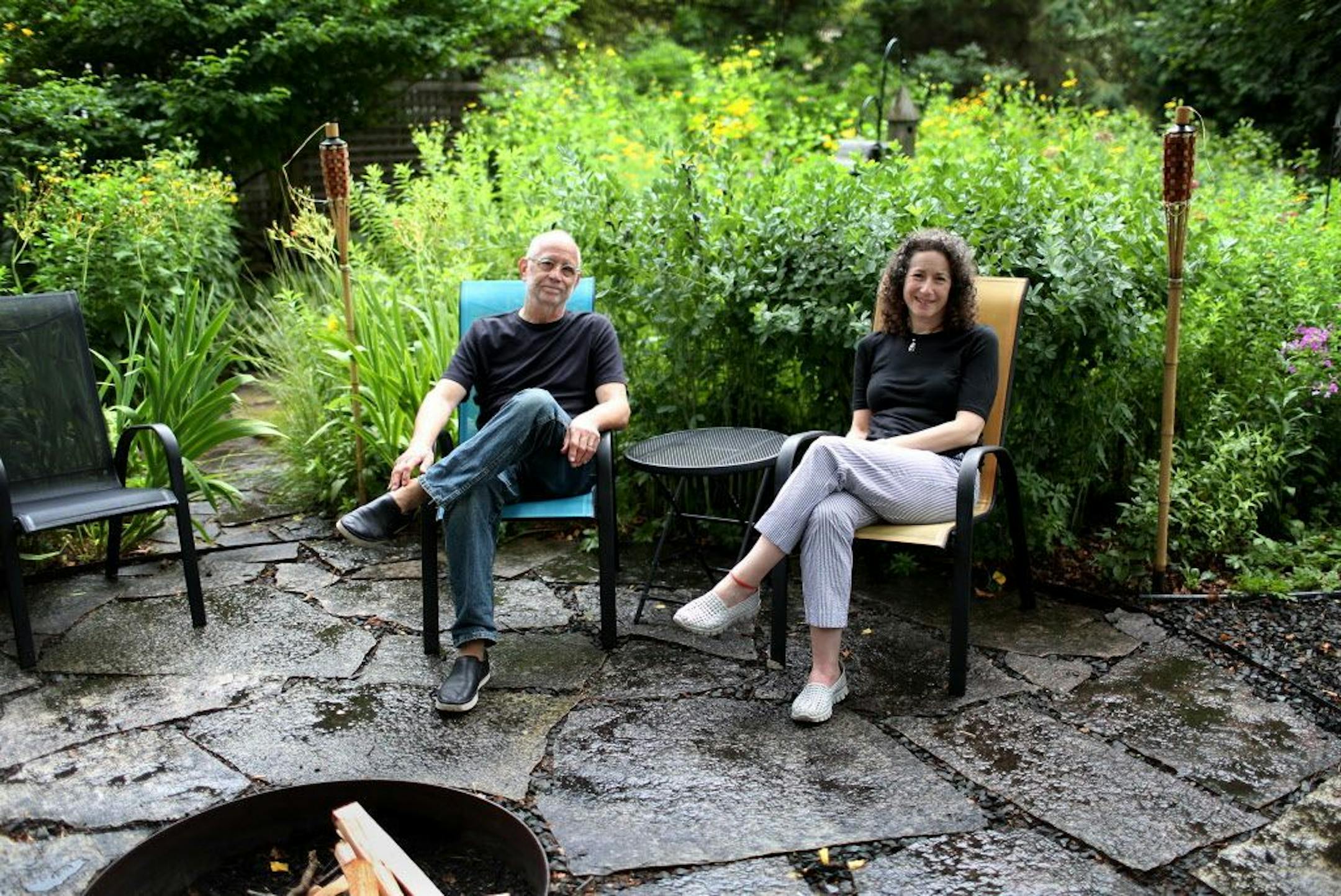 The Maybergs added the circular fire pit to create a seating area.